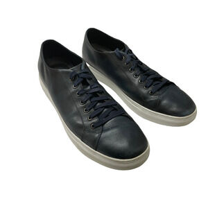 Studio Belvedere James Navy Blue Leather Lace-Up Sneaker Casual Shoes